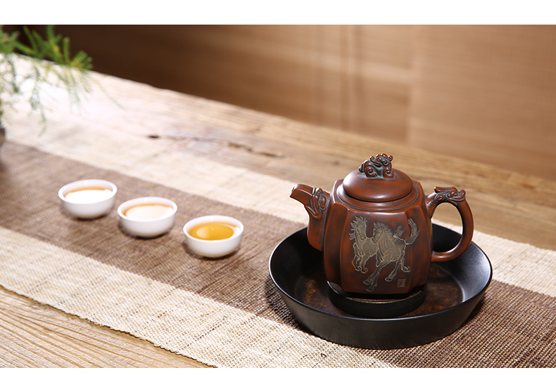 觅陶 广西钦州坭兴陶茶壶黎昌权四方至尊壶坭兴陶泡茶器茶具 骏马