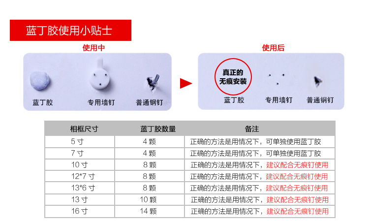 
                                        图慕 无痕安装 75G大包 蓝丁胶2盒 照片墙相片墙相框墙组合专用 蓝丁胶2盒                