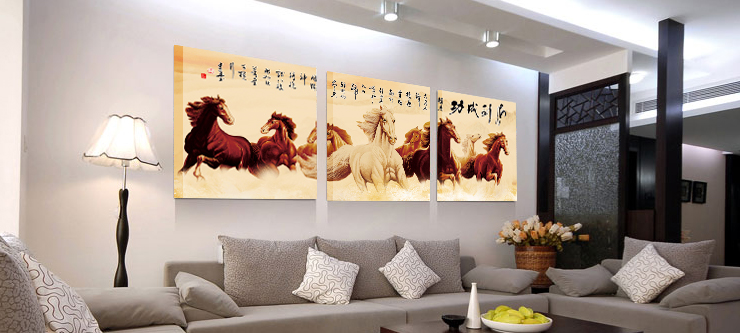 百易尚品实木卧室客厅装饰画无框画壁画 马到成功 80*80cm