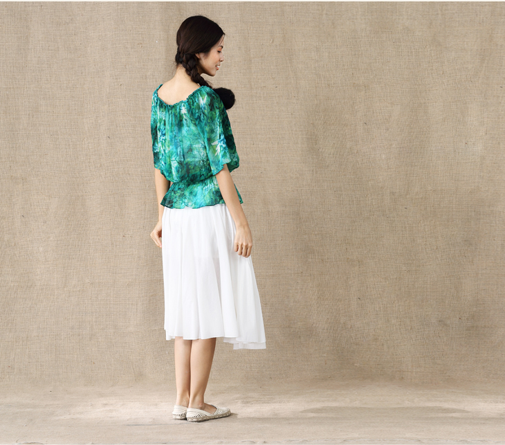 京东商城 茵曼2014新款女夏装中袖雪纺衫 蕾丝