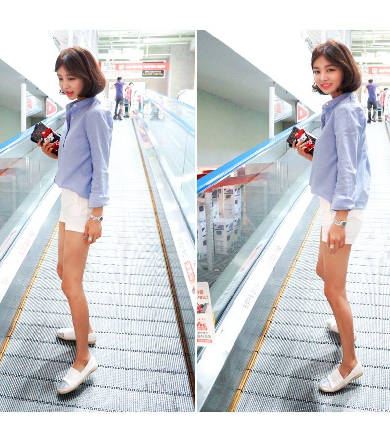 howoreasy长袖衬衫女衬衣打底衫2015秋冬百搭淑女款 天蓝色 M