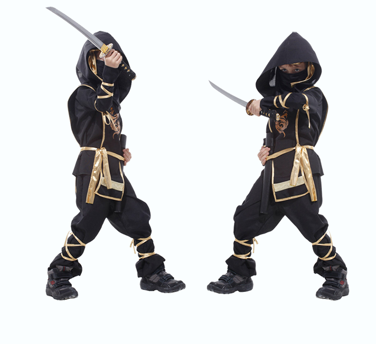 仕彩 万圣节服装儿童 成人武士服武士服忍者服忍者服装 橙武术忍者装 L