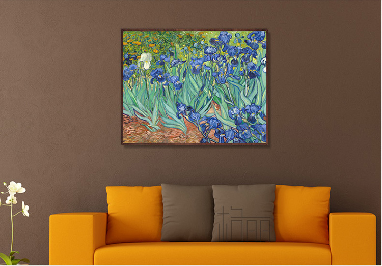 
                                        格丽油画 现代欧式家居客厅餐厅卧室书房装饰画 背景墙壁画挂画 名家名画梵高星夜和鸢尾花 单幅星夜 80*100cm                