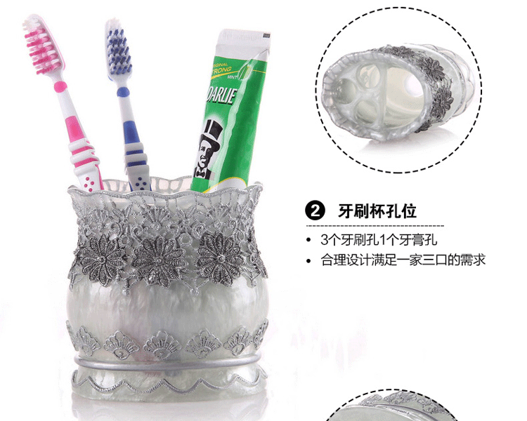 
                                        欧式卫浴五件套简约洗漱套装卫生间纸巾盒摆件 情侣结婚精美礼品 银色五件套+托盘                