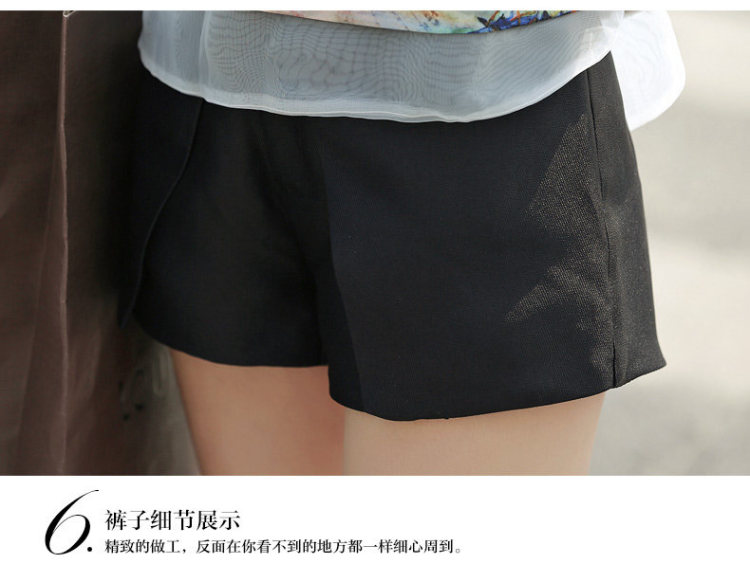 乐萌狼2015夏季新款休闲套装女装名媛时尚印花雪纺衬短裤两件套潮A 花色 M