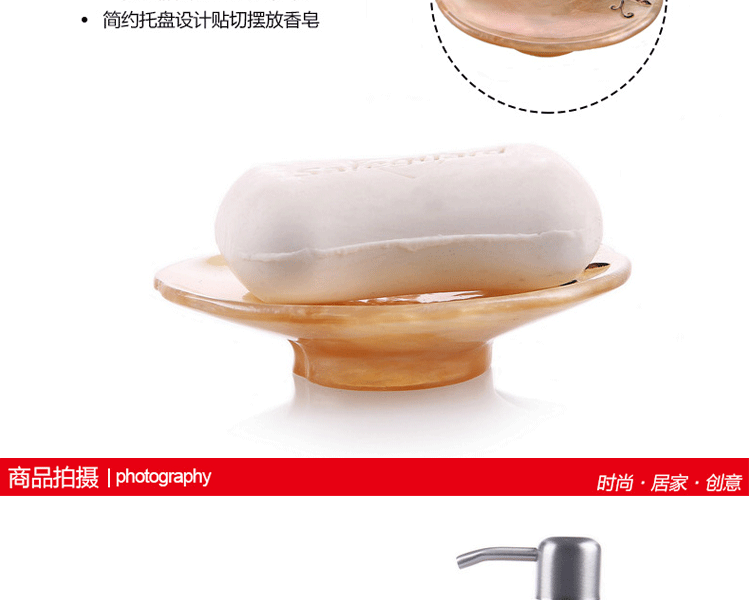 微品多创意新款洗漱套装卫生间简约卫浴五件套欧式树脂卫浴装饰品新婚时尚礼品 珍黄古铜色五件套+托盘