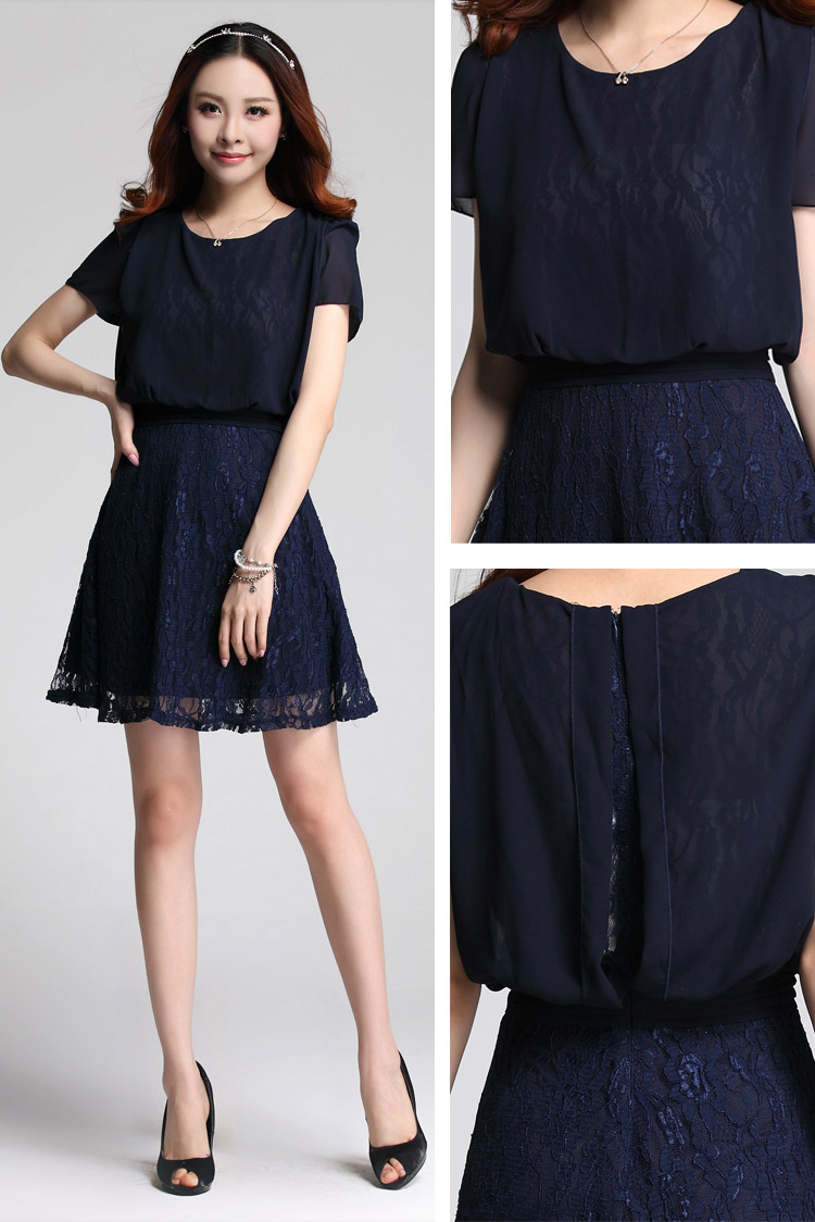 C.o.d. 2015 Summer new stylish classic Korean leisure temperament xl thick MM Sau San lace leave two chiffon short-sleeved black skirt XXXL picture, prices, brand platters! The elections are supplied in the national character of distribution, so action, buy now enjoy more preferential! As soon as possible.