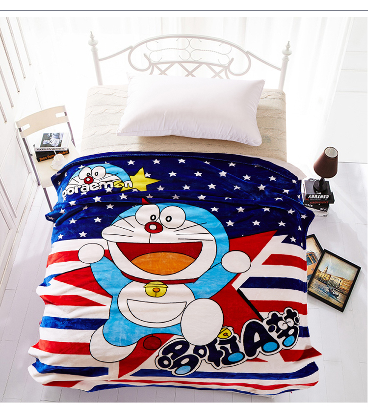三只松鼠 毛毯 加厚保暖双层时尚盖毯  西班牙盖毯 150*200cm 机器猫 150*200