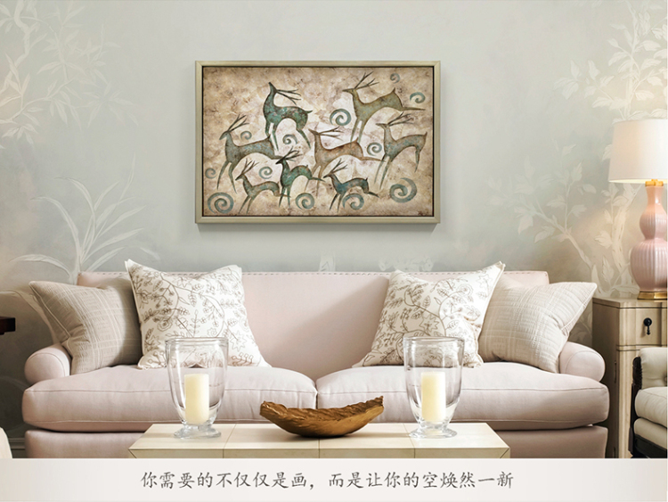 梵格 客厅装饰画现代简约餐厅挂画玄关画背景墙画欧式壁画油画 香槟色VCK011 120*80