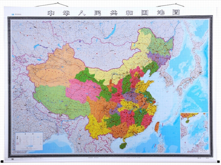 2015中国地图挂图中国政区挂图2.3米*1.7米送贴纸 精品卷轴