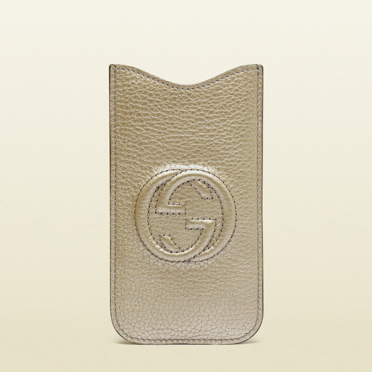 Gucci古驰 双G标志金属皮革iPhone 5手机保护
