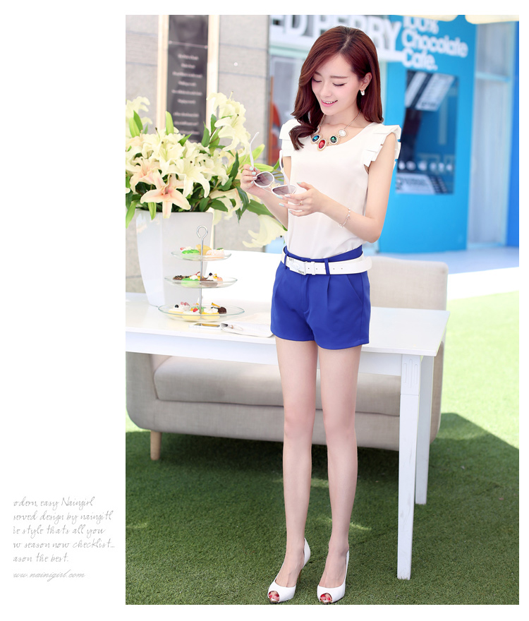 碧优妮<em>夏</em>新款<em>两件套</em>上衣配<em>短裤女套装</em>025172