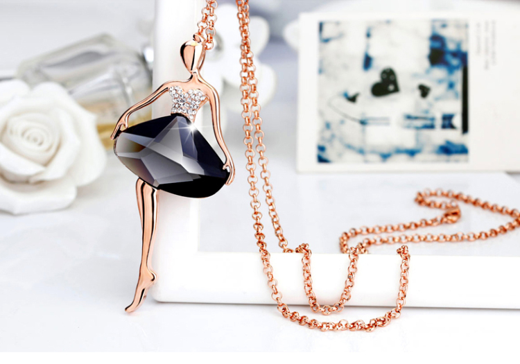 卡洛美<em>毛衣链</em> 韩国时尚<em>芭蕾</em>女水晶长挂链装饰