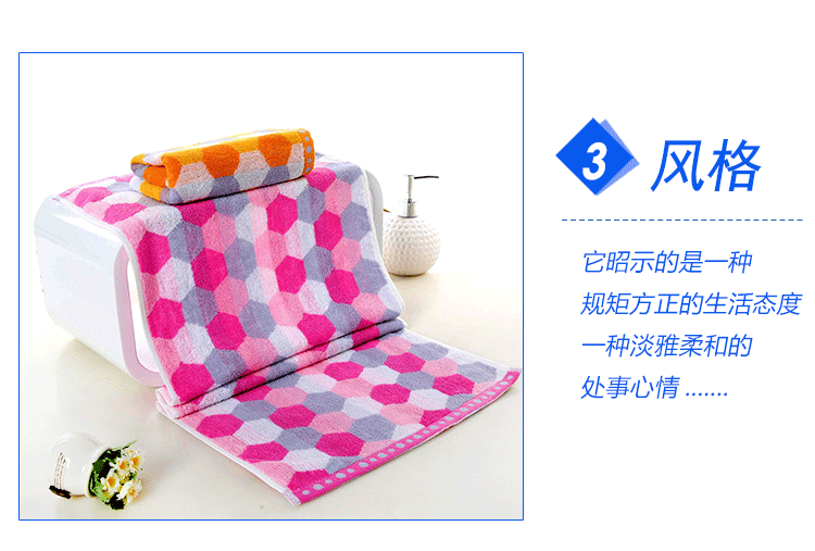 依明洁毛巾 彩色六边形圆点毛巾纯棉 加厚吸水洗脸面巾 1条蓝色