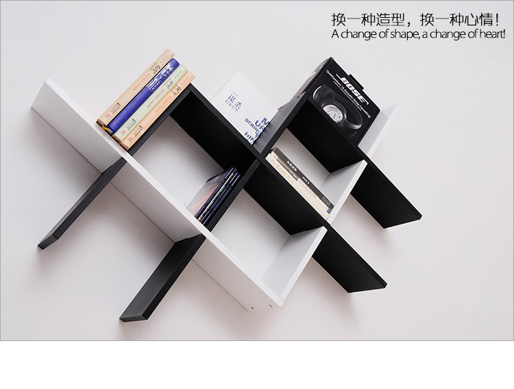 创意亮光烤漆隔板造型风格置物架交叉搁板创意格子 黑白