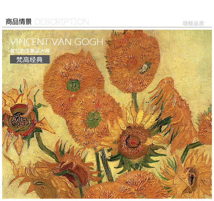 墙蛙wallwa梵高白玫瑰客厅玄关装饰画油画电表箱挂画欧式餐厅美式花卉现代有框壁画