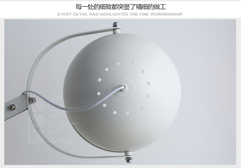kc灯具 简约现代立式灯 工业复古创意个性卧室客厅书房长臂台灯落地灯 F3842-BK黑色含13W节能灯泡1枚-黄光