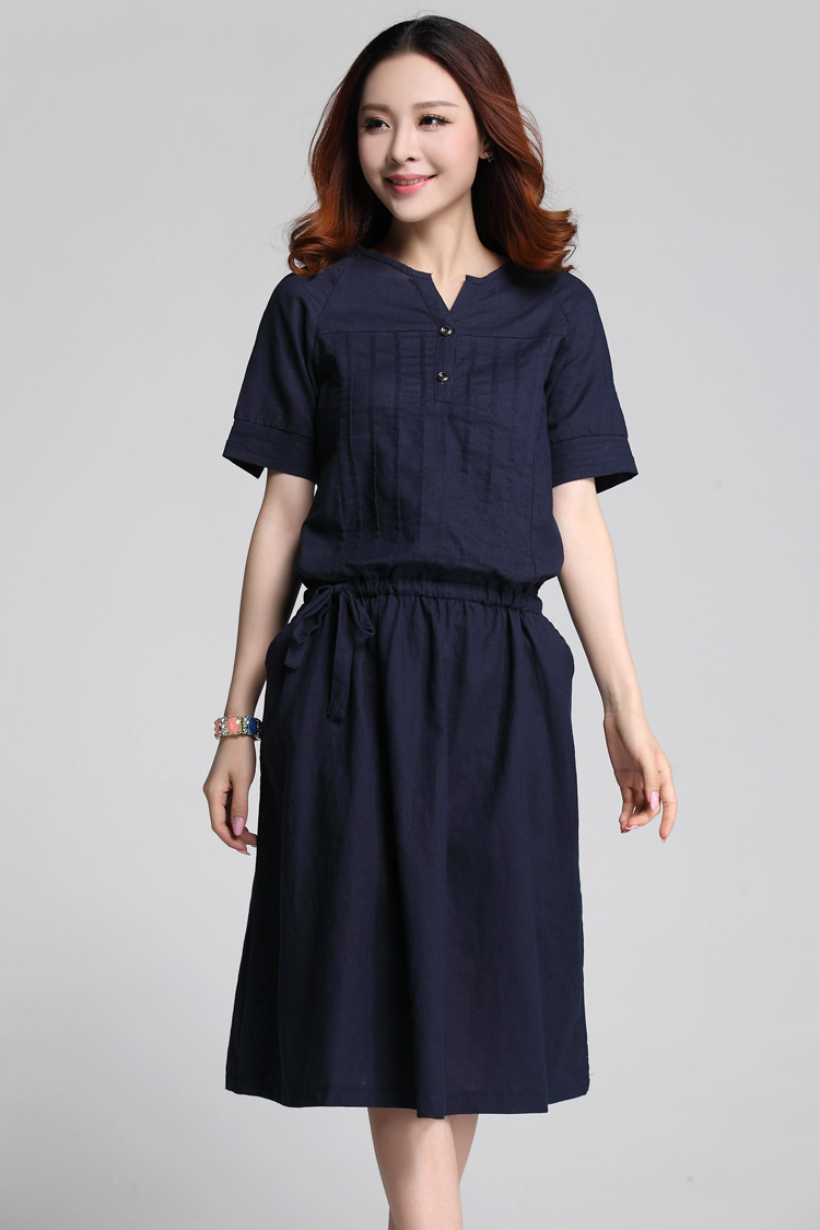 C.o.d. 2015 Summer new stylish classic Korean leisure temperament xl loose cotton stitching of ethnic Sau San short-sleeved blue skirt XXXL picture, prices, brand platters! The elections are supplied in the national character of distribution, so action, buy now enjoy more preferential! As soon as possible.