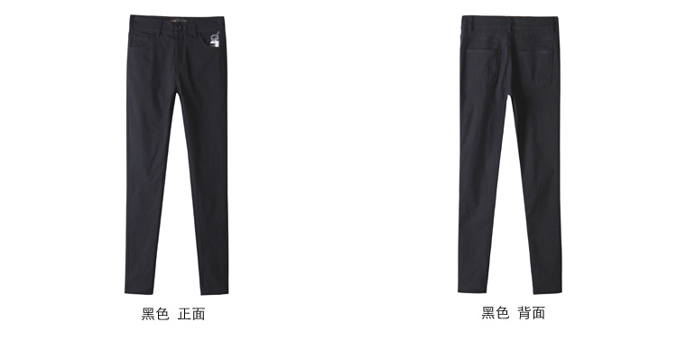 唐狮（TonLion） 女净色口袋处趣味机绣打底裤 黑色  S