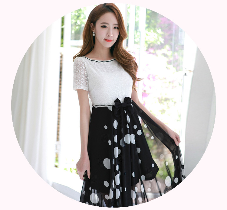 C.o.d. 2015 Summer new stylish atmosphere Korean word sexy for bubbles short-sleeved lace stitching chiffon wave point elegant slim skirt White XL video picture, prices, brand platters! The elections are supplied in the national character of distribution, so action, buy now enjoy more preferential! As soon as possible.