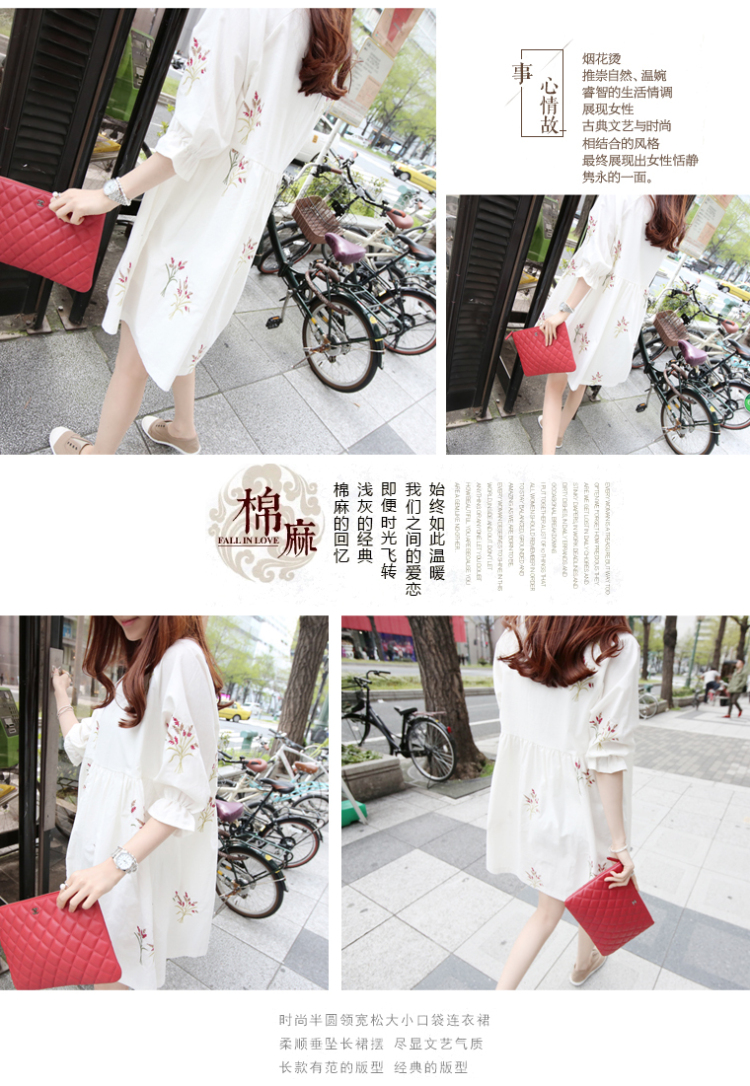 Livolsi summer 2015 Korean version of the new skirt, very casual College wind 5 cuff the code has been and embroidery dresses female white 3 XL pictures, price, brand platters! Elections are good character, the national distribution, so why buy now enjoy more preferential! Health