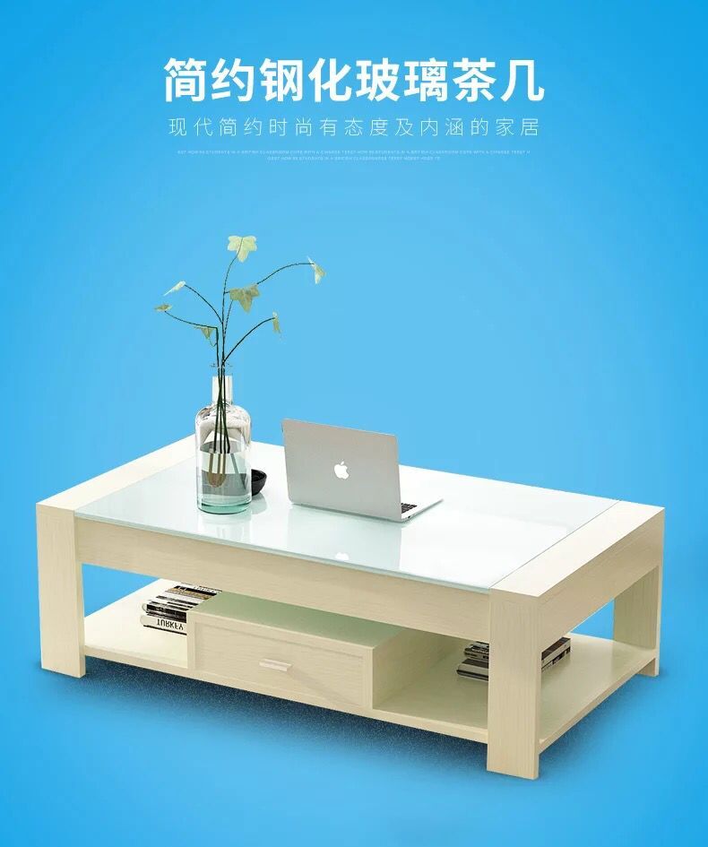 戈恩诗茶几家用简约现代钢化玻璃茶几客厅简易小户型创意茶几桌实木茶几 黑胡桃+黑钢化玻璃1.2
