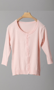 圆领纯色<em>开衫</em>外套 初语<em>七分袖针织开衫</em>修身女