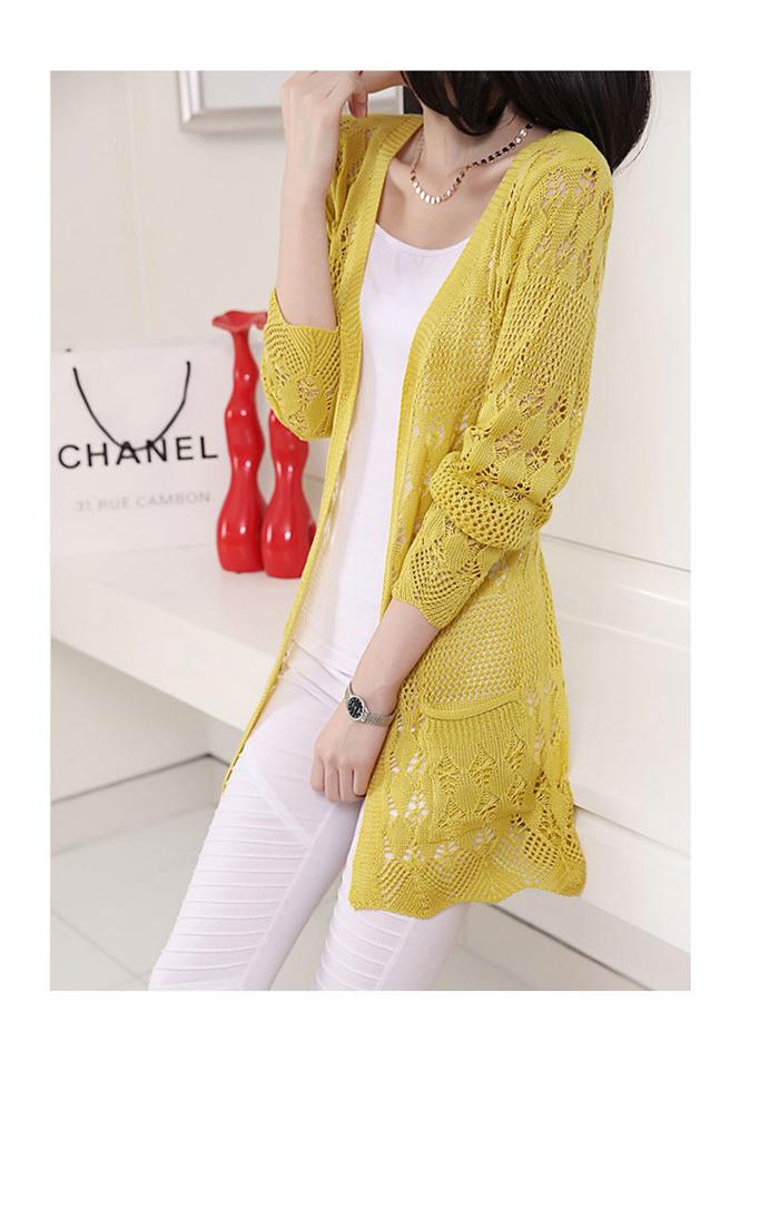 知魅2014新款夏装<em>女装中长针织</em>衫<em>开衫</em>女韩版