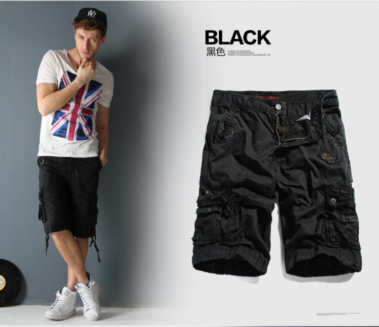 大码<em>军迷</em>短裤男休闲运动纯棉工装男裤夏季多袋