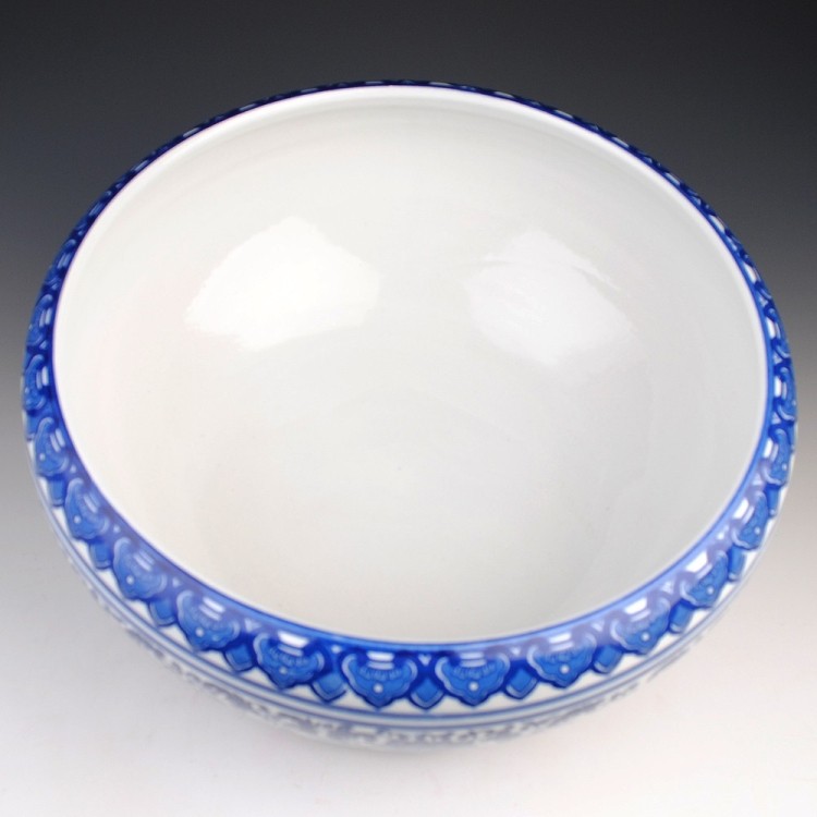 
                                                                                陶之念 景德镇陶瓷器 青花瓷鱼缸 水浅 金鱼缸 乌龟缸 现代时尚家饰摆设 小号                