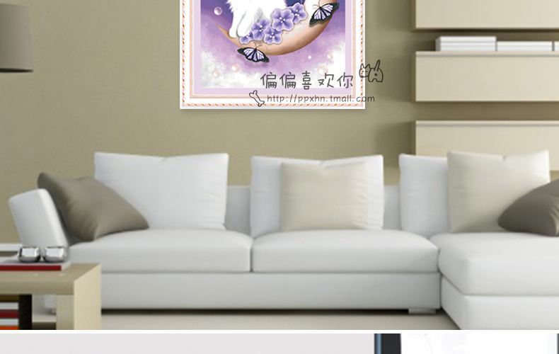 
                                        DIY钻石画卡通系列天使猫方钻满钻动物钻石秀十字绣粘钻贴钻画卧室钻石绣可爱猫 天使猫高端方钻30x38cm(方钻满钻)                