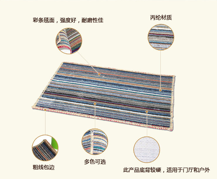 
                                        享家炫彩随机地垫 门垫 脚垫 卧室地垫 门口垫 入户进门垫 35x54CM                