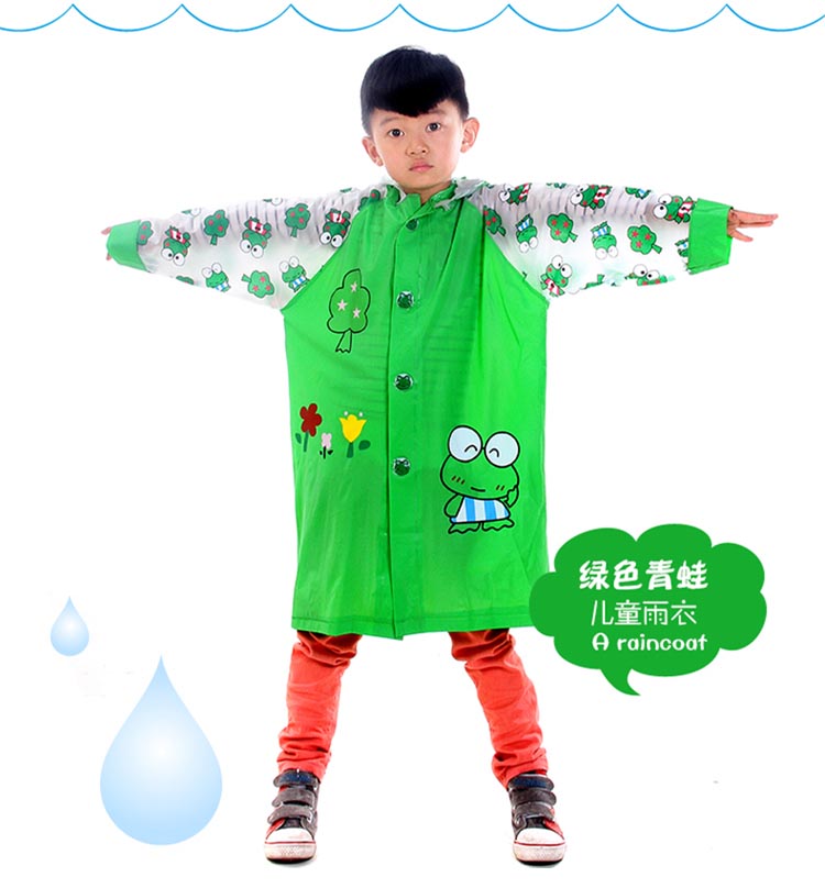 
                                        明嘉 儿童雨衣 宝宝雨披 卡通加厚带书包位充气帽檐防雨服 雨衣 充气帽檐书包位-蓝色 XL                