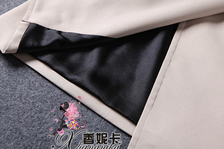 芮婕服装店*2015秋冬新款杨幂同款大翻领系带中长款风衣九分袖宽松外套 图片色 S