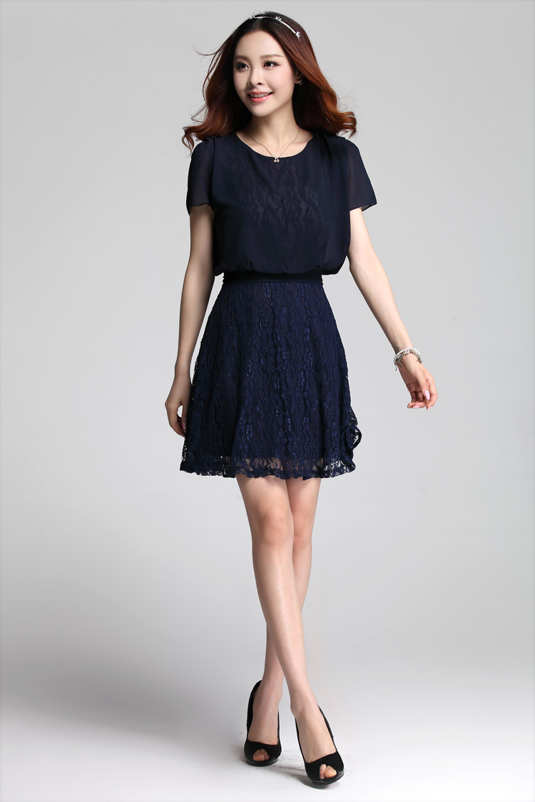 C.o.d. 2015 Summer new stylish classic Korean leisure temperament xl thick MM Sau San lace leave two chiffon short-sleeved black skirt XXXL picture, prices, brand platters! The elections are supplied in the national character of distribution, so action, buy now enjoy more preferential! As soon as possible.