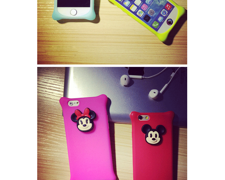 可爱iPhone5s手机壳4.7卡通情侣苹果6 plus硅胶套5.5防摔潮女 玫红米妮 iPhone6 Plus