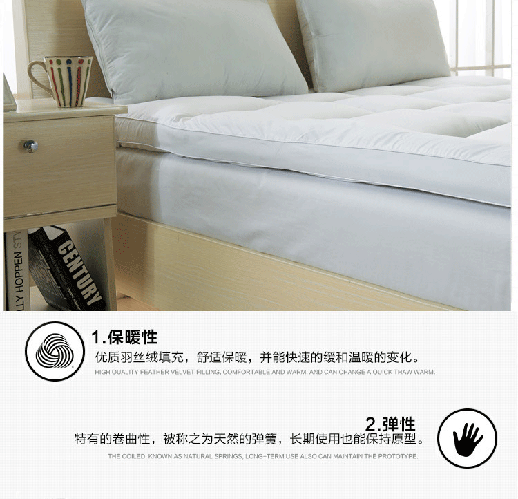 
                                        什月谛 羽丝绒床褥单双人加大加厚可折叠榻榻米床垫子 白色标准5cm 90cm*200cm                