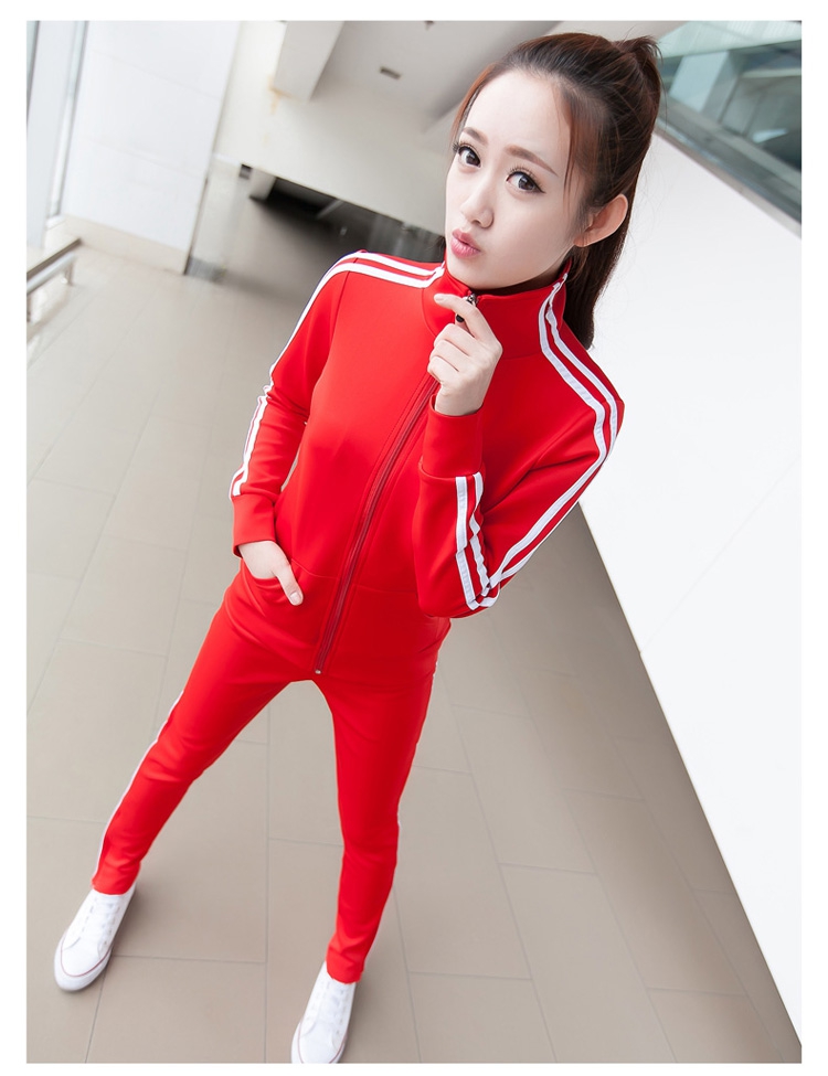 简速女装2015秋冬新款时尚韩版休闲女士修身两件套卫衣运动套装女YY1335 黑 色 L 101-110 斤