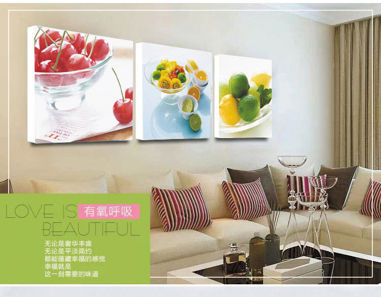 
                                        现代餐厅装饰画简约无框画三联副墙画 深红色-三联副 50cm*50cm                