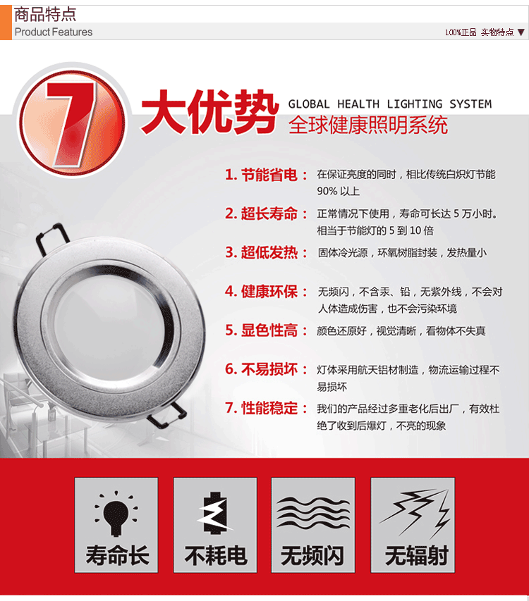 2.5寸筒灯 LED筒灯 防雾筒灯 天花灯 高亮3瓦 4寸灯具全套 白光 4寸 哑白