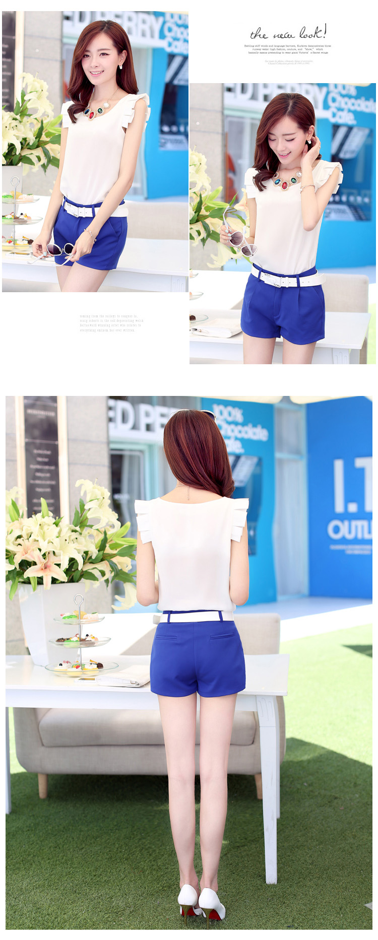 碧优妮<em>夏</em>新款<em>两件套</em>上衣配<em>短裤女套装</em>025172