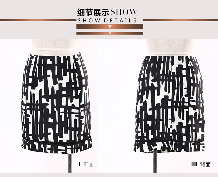 佳纷2015夏季新款女裙 OL通勤山水画印花女款半裙 11217B 咖白花 M