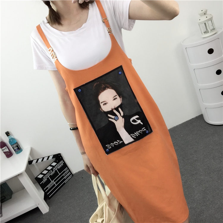 时尚潮流休闲百搭名媛简约甜美学院风美女头像连衣裙两件套夏吊带裙