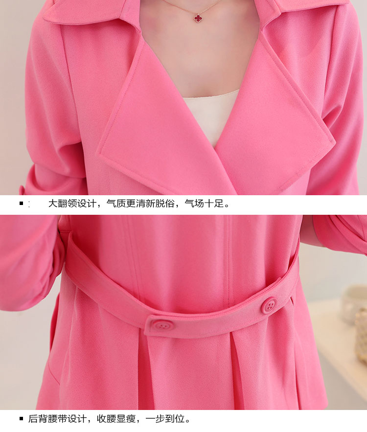 七寸  2015秋装新款韩版不规则外套短款风衣 女 5688 玫粉色 XL