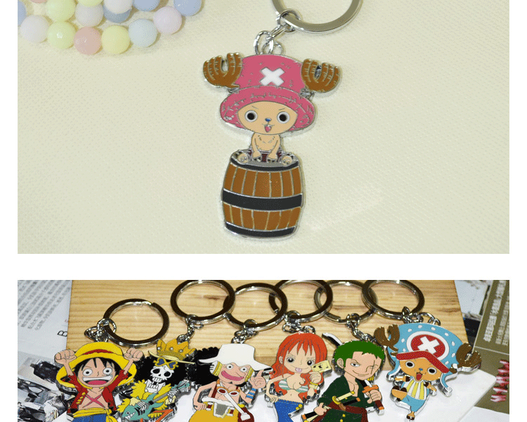 ONE PIECE海贼王钥匙链扣圈 金属挂件饰品路飞乔巴索隆罗宾香吉士 乔巴字母C
