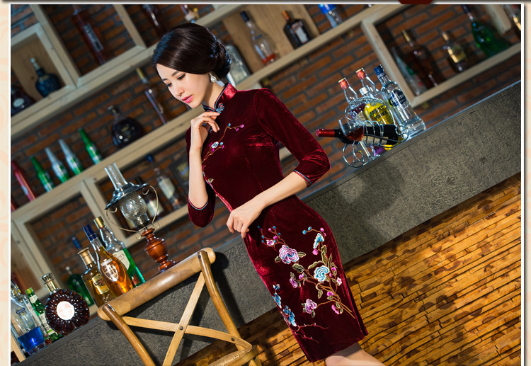 Dream Momoe 2015 autumn and winter new moms with scouring pads in the skirt qipao Kim sleeve length) Improved retro wedding green L picture, prices, brand platters! The elections are supplied in the national character of distribution, so action, buy now enjoy more preferential! As soon as possible.