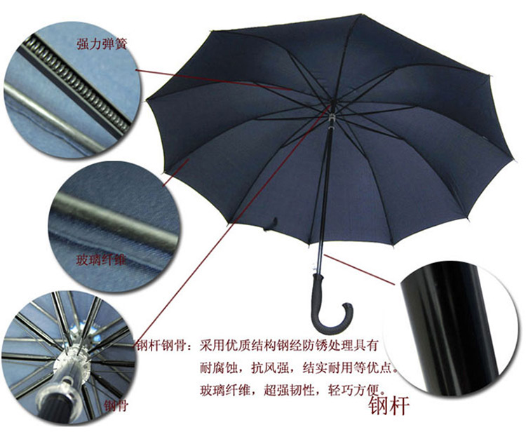 
                                                            天堂伞雨伞超大伞面商务伞超大强力拒水长柄弯钩自动雨伞定制商务广告伞logo 藏青色                