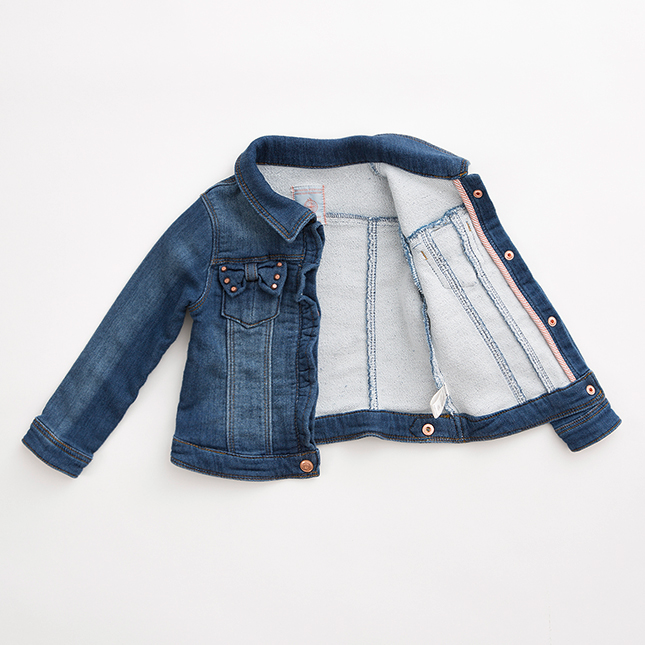 马克珍妮2016秋装女宝宝针织牛仔外套 女童外