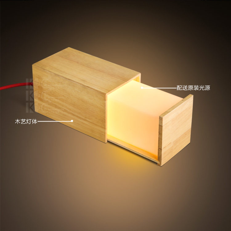 kc灯具美式乡村创意木盒学习台灯北欧书房卧室温馨护眼阅读书桌灯 T1004 含3W节能小球泡1