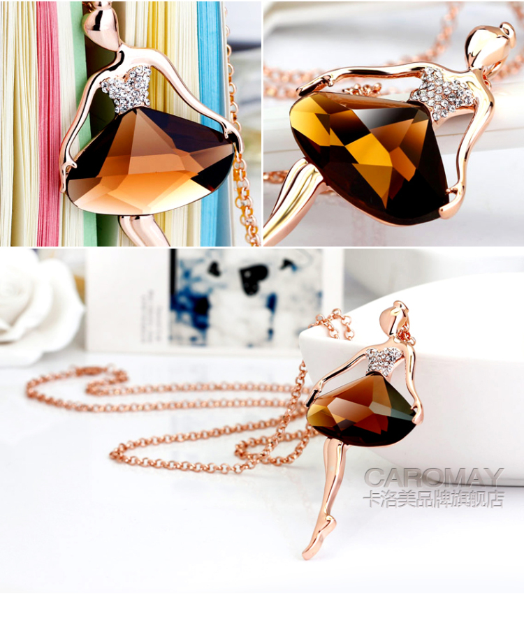 卡洛美<em>毛衣链</em> 韩国时尚<em>芭蕾</em>女水晶长挂链装饰